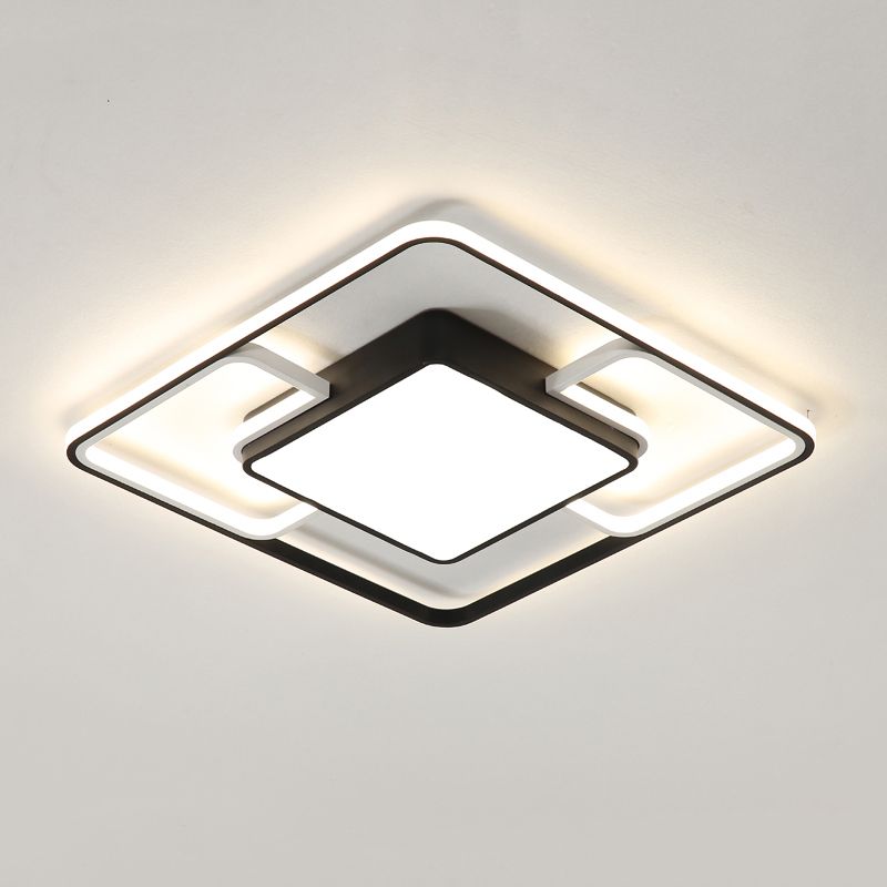 Luces de techo de forma cuadrada de forma cuadrada de estilo moderno 4 luces montadas en el techo de luz en negro