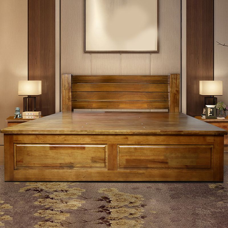 Traditional Solid Wood Standard Rectangular Open-Frame Headboard Bed