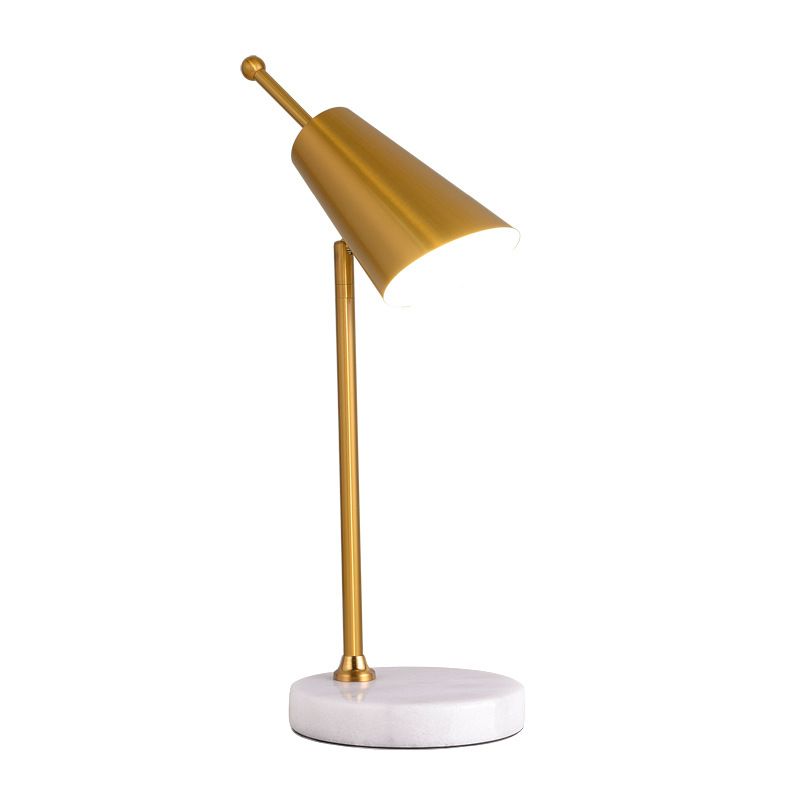 Post Modern LED Nightstand Light with Metal Shade Gold/Silver Finish Conic Table Lamp for Bedroom
