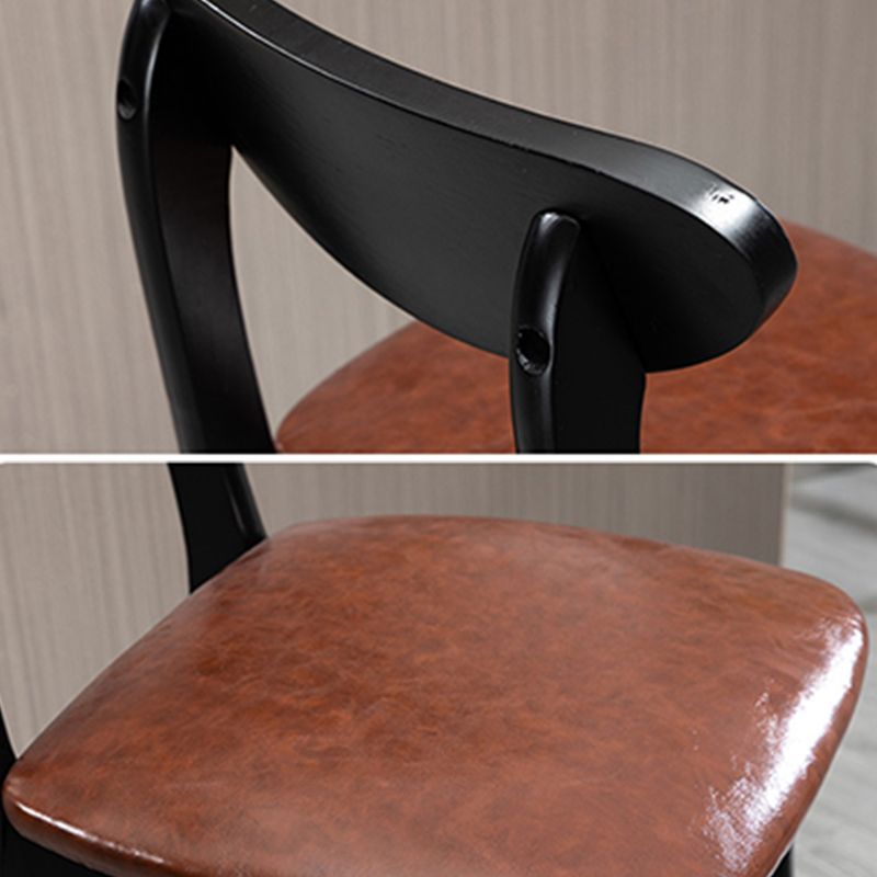 Industrial Solid Wood Bar Stool Upholstered Bar Stools with Black Legs