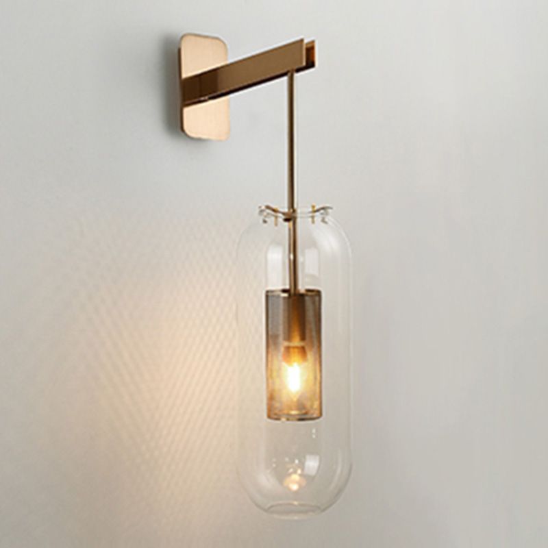 Shaded Living Room Wall Sconce Lighting Glass Minimalist Style Sconce Light Fixture
