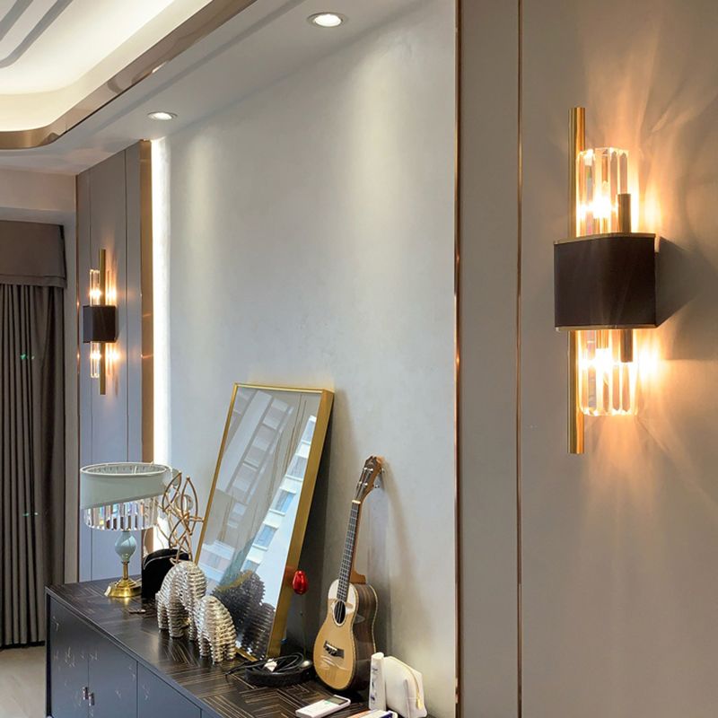 K9 Strip Crystal Wall Lightture Postmodern 2 tampons la lumière de la base du laiton noir pour le salon