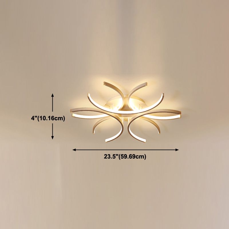 Metal Flower Flush Flush Light Modern Style Modern Style 6 Lights Fleus de montaje en blanco
