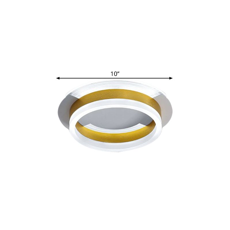 Circular Corridor Ceiling Fixture Metallic LED Contemporary Flushmount Lighting in Gold, Warm/White Light