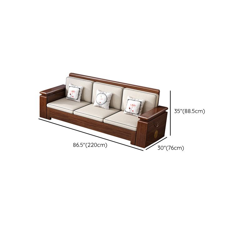 Contemporary Solid Wood Frame Sofa in Brown Cotton Blend Sofa