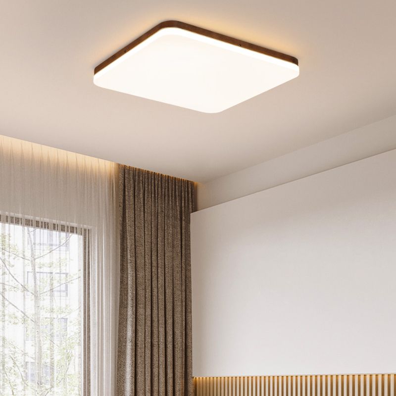 Plafonnier LED en forme de géométrie, Style moderne et Simple, en bois, 1 lumière, encastré pour le salon