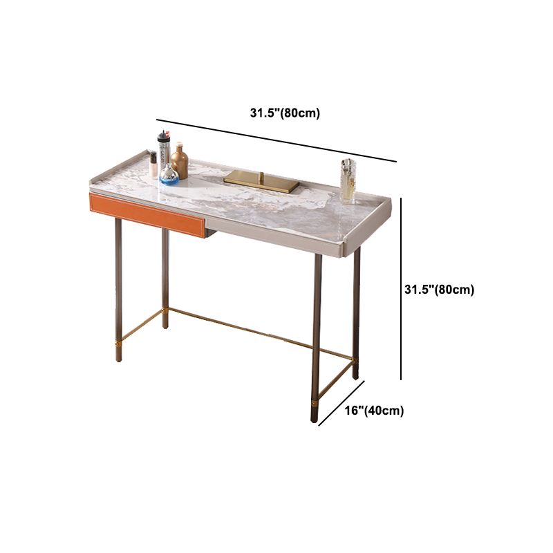 1 Drawer Glam Makeup Vanity Set Solid Wood Dressing Table with Slate Top