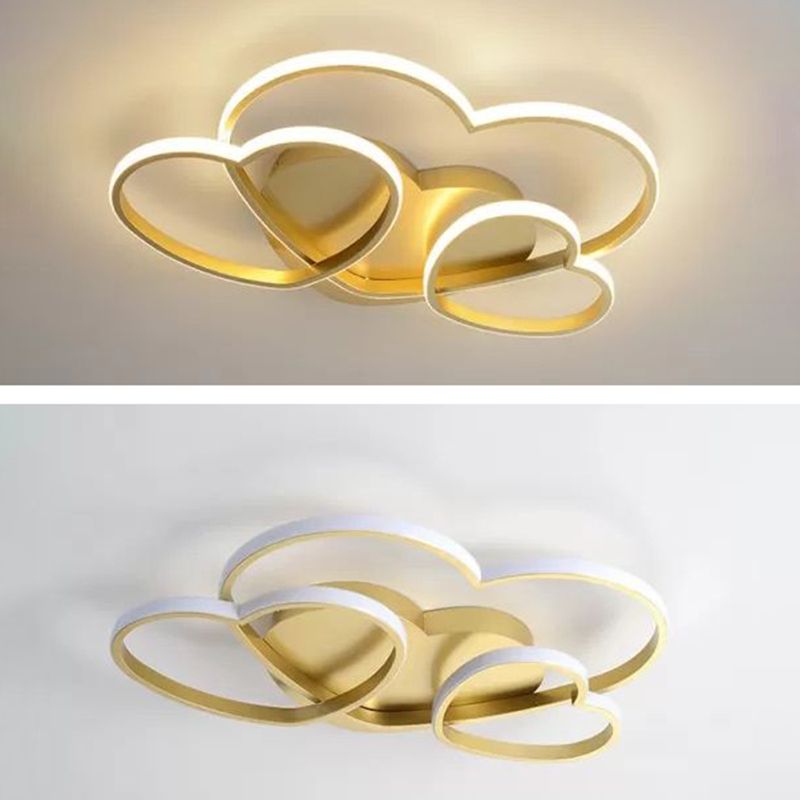 Heart Shaped Flush Mount LED Light Minimalist Metal Girls Bedroom Ceiling Mounted Light