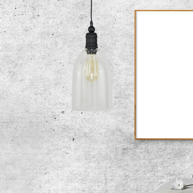 Vidrio transparente DOME ALAGADO Luz colgante lámpara modernismo 1 cabeza de techo de colgante negro