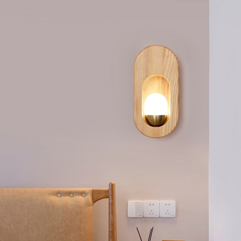 Modern Style Oval Wall Light Sconces Wood 1 Light Wall Lighting Ideas