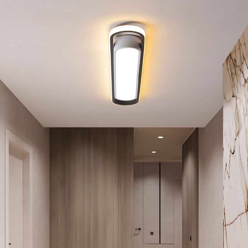 Simplicity LED Ceiling Light Fixture White Oval Ceiling Mount Light Fixture with Metal Shade