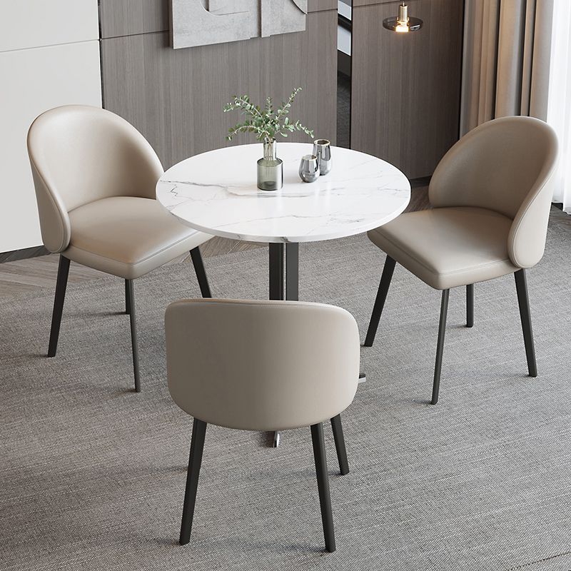 Modern Armless Dining Chairs Black Solid Wood and Metal Frame Side Chair