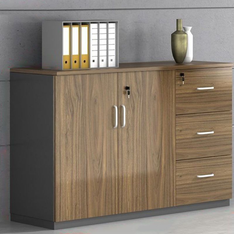 Contemporary Style Filing Cabinet Wood Lateral File Cabinet with Locking Storage