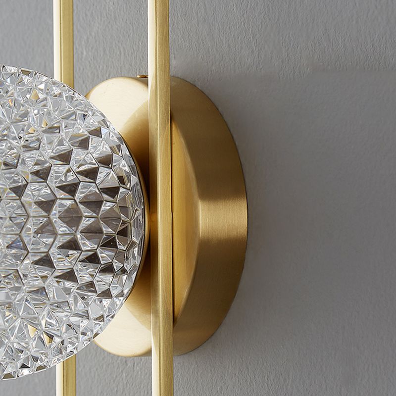 Globe Crystal Shade Wall Light 1 - Light Solid Brass Wall Sconce in Gold and Clear