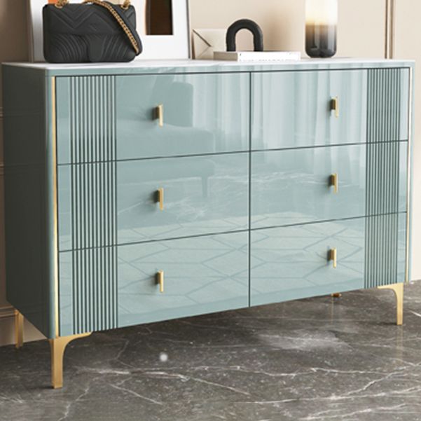 Glam Wood Chest with Stone Top Chest with Drawers for Bedroom
