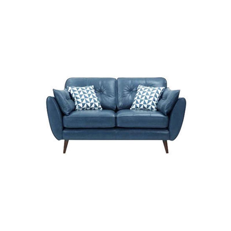33.46" Flared Arm Sofa with Tufted Split-Back Sofa, Blue Genuine Leather