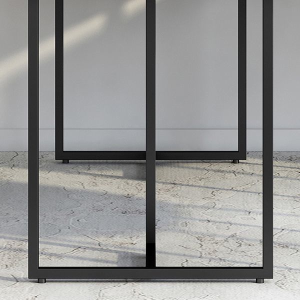 Industrial Black Table for Restaurant Rectangle Dining Table with Double Pedestal
