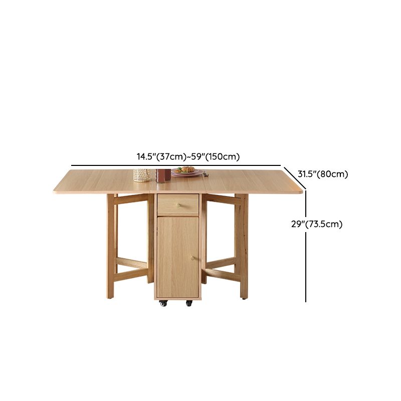 Modern Folding Dining Table Extendable for Small Spaces in Natural