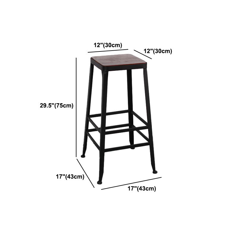Dining Room Industrial Style Wood Barstool Iron 4 Legs Bar Stool with Pedal