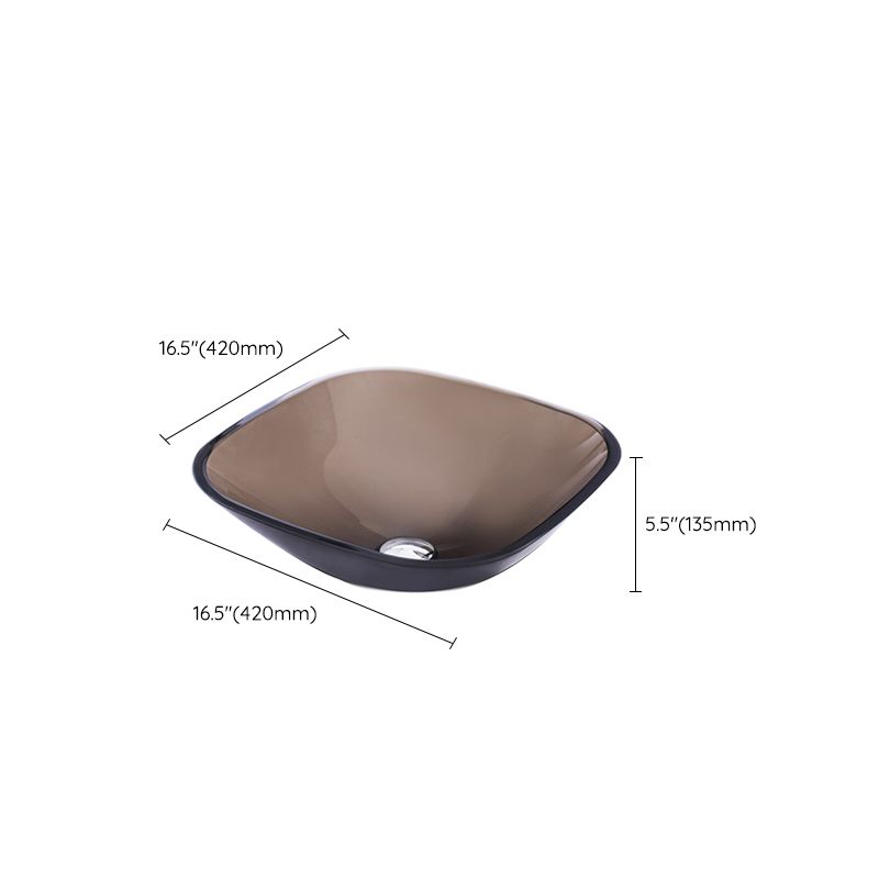 Modern Vessel Sink Oval Glass with Pop-Up Drain and Faucet Vessel Lavatory Sink