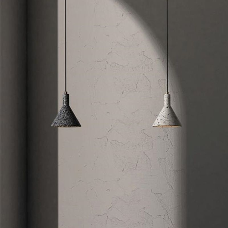 Nordic 1-Bulb hanger lamp Conical Small Suspension Lamp met terrazzo-schaduw voor Diner