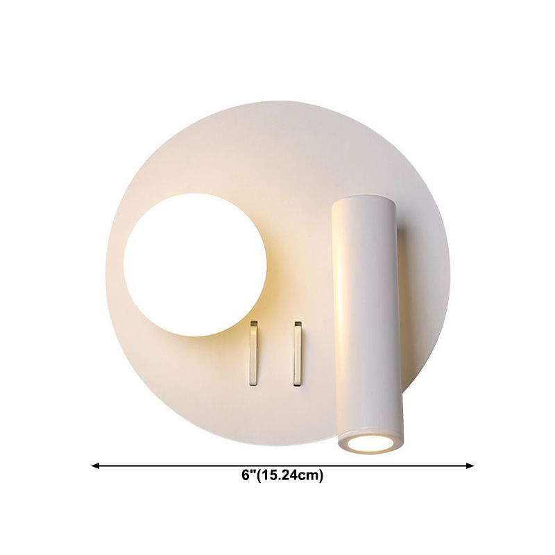 2-Lights Modern Metal Wall Light Round 6" Wide Reading Wall Sconce for Bedroom
