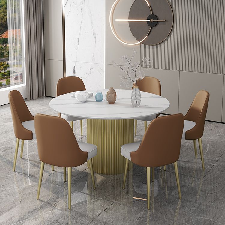 Glam 1/7 Pieces Dining Set Round Stone Dining Table for Dining Room
