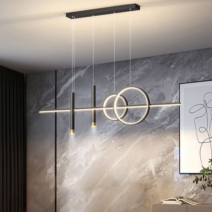 Modern Metal Track Light Multi-Head Restaurant Island Lighting Fixtures with Acrylic Shade