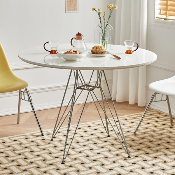 Modern Style Dining Table Round Dining Table with Metal Base for Home Use