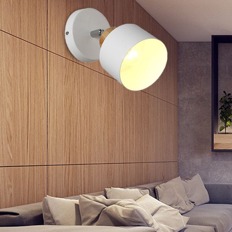 Rotatable Drum Metall Wandleuchte zeitgenössische 1 leichte Innenwandleuchten in Weiß