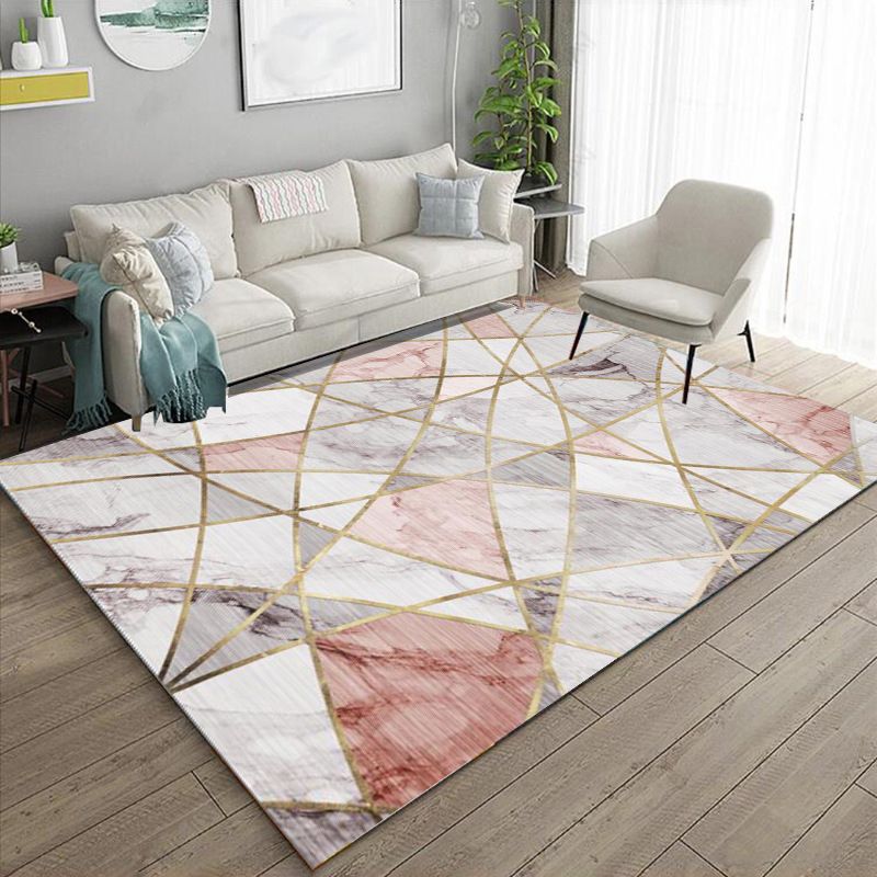 Rectangular Marble Print Rug Polyester Abstract Carpet Washable Rug for Living Room