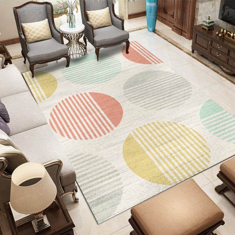 Decorative Lines Design Indoor Rug Contemporary Trendy Area Carpet Polyester Easy Care Anti-Slip Backing Rug for Living Room
