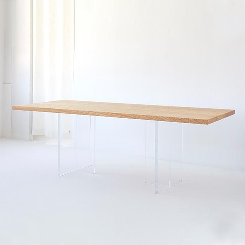 Natural Dining Table Contemporary Style Rectangle Solid Wood Dinner Table
