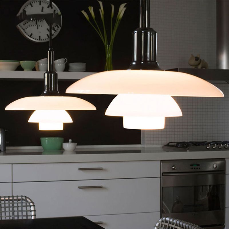 Forme en couches Éclairage suspendu en verre de style moderne 1 pendentif léger pour le salon