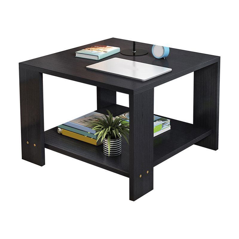 Square Wood 4 Legs End Table Shelf Included Sofa Accent Side Table