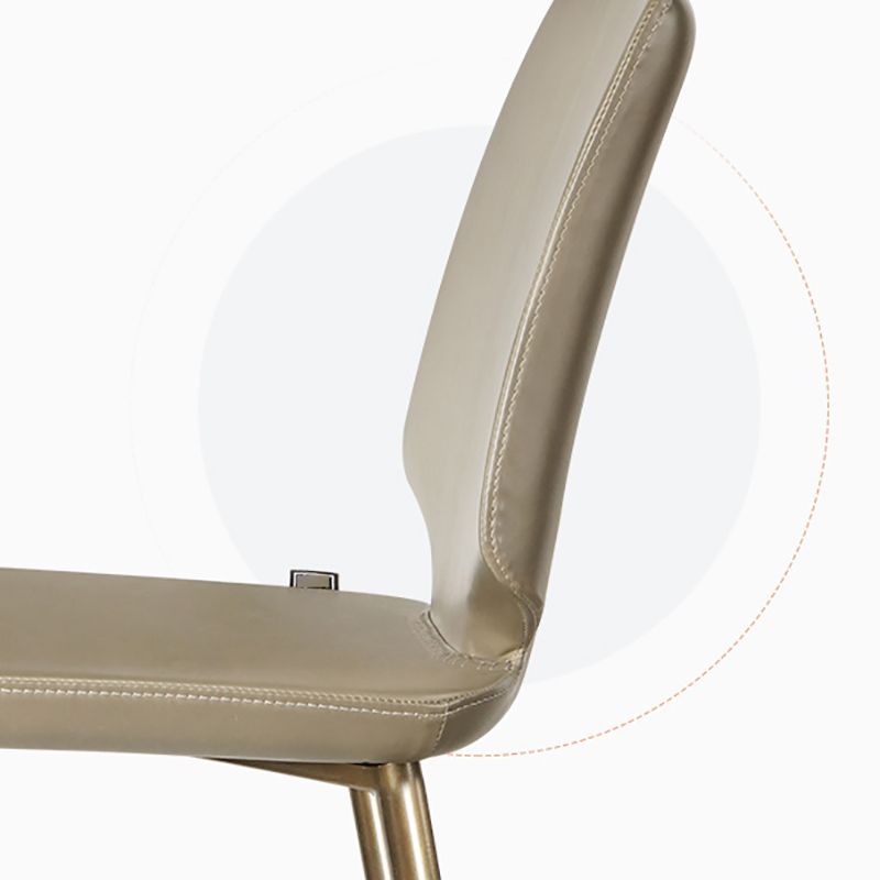 Sillas de comedor de cuero de estilo contemporáneo, silla con respaldo sólido sin brazos para cocina