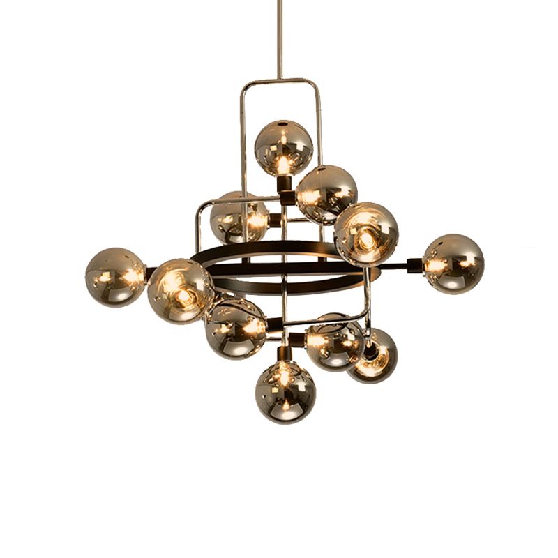 Chandelier d'étude en orbite Chandelier Ambre / fumée / verre blanc Éclairage de pendentif contemporain