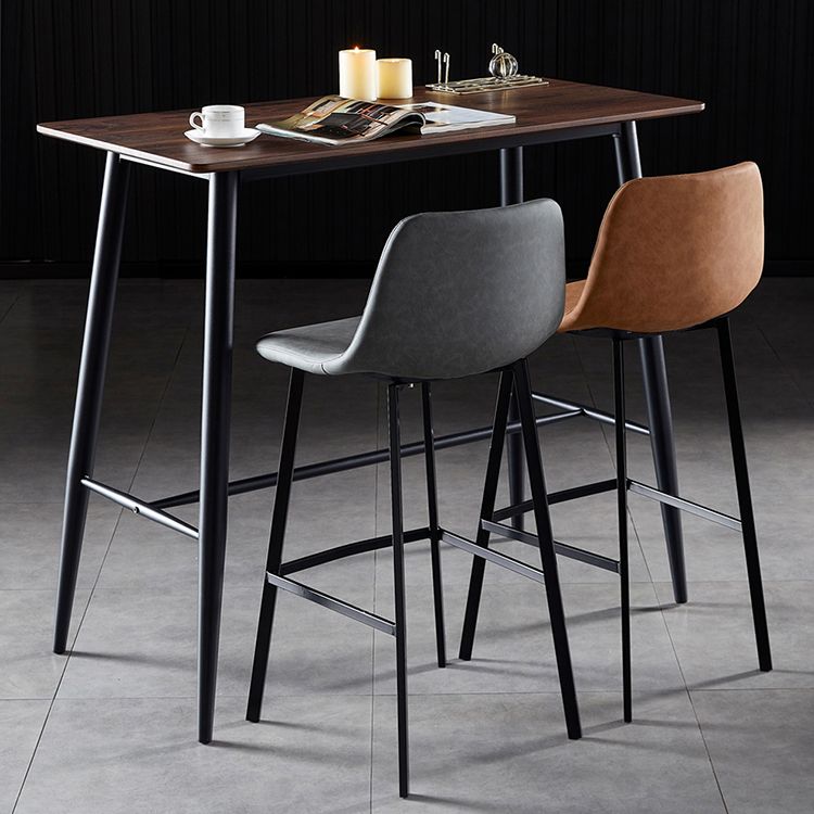 Scandinavian Leather Restaurant Stool Matte Finish Footrest Barstool