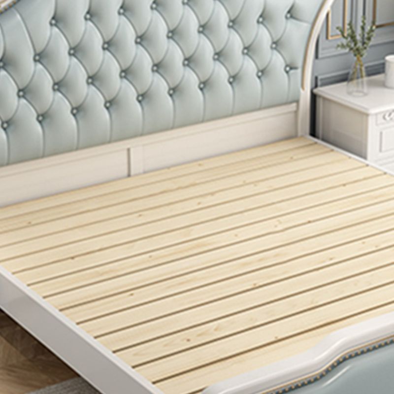 Glam Pine Wood Mattress Included with Headboard Camelback Panel Bed Frame