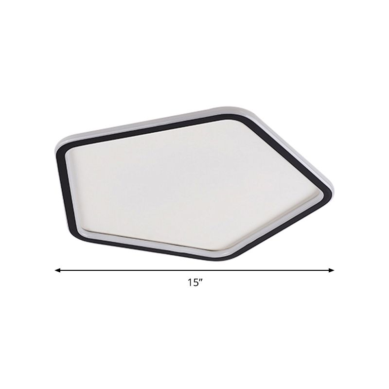 Acrylic Pentagon Ceiling Light Fixture Minimalist Black LED Flush Mount Light in Warm/White Light, 15"/19"/23" Wide