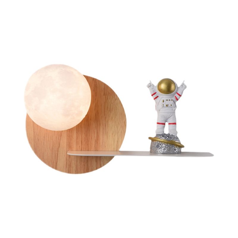 Metal & Wood 1 - Light Wall Light , Kids Style , Round / Square Wall Fixture