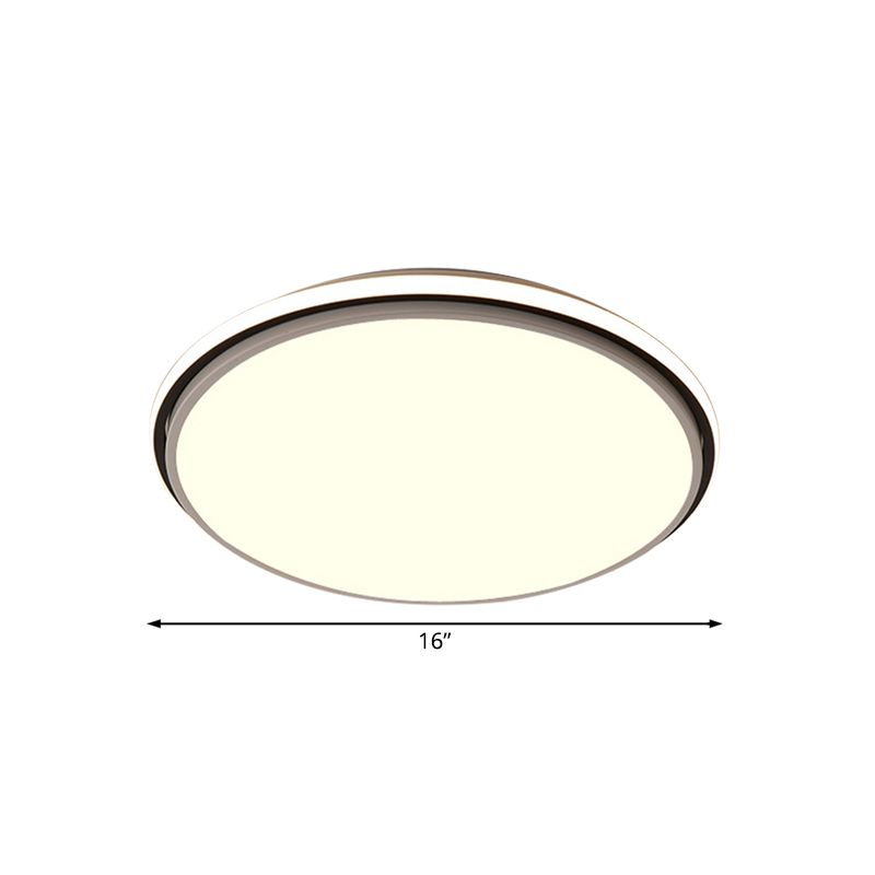Black and White Circular Flush Mount Contemporary Led 12"/16"/19.5" Wide Acrylic Flush Mount Fixture with Recessed Diffuser in White/Warm Light