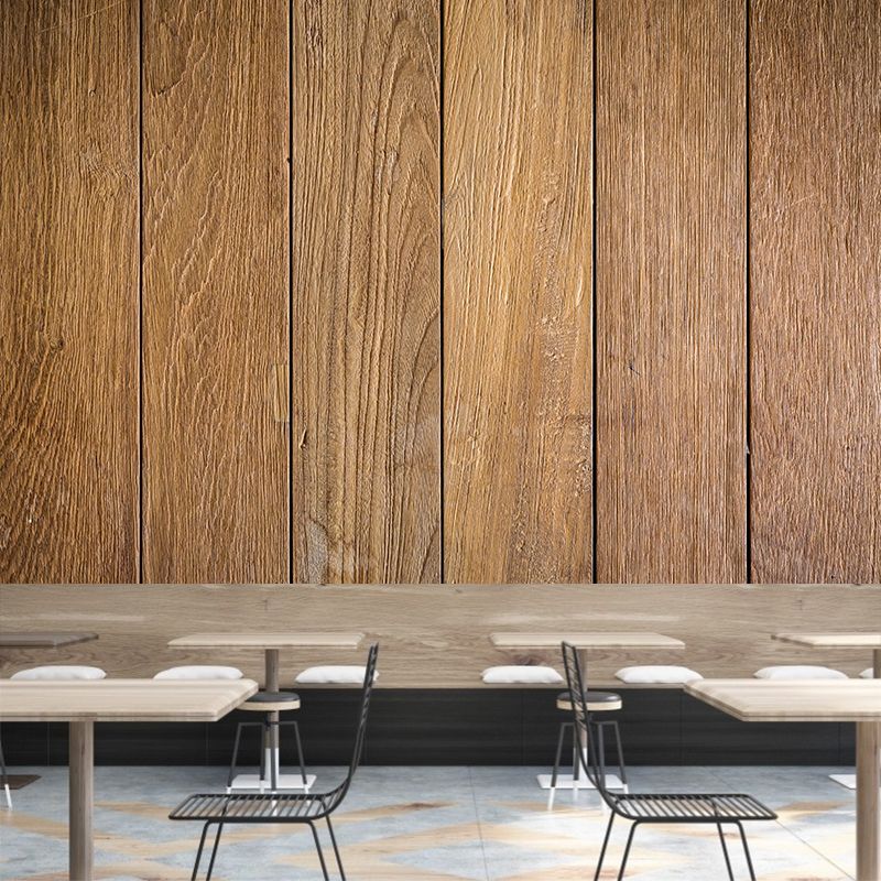 Yellow Wood Texture Mural Wallpaper Contemporary Style Bathroom Wall Decor