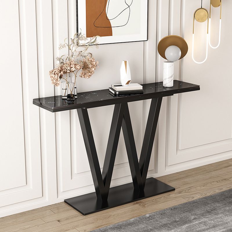 Contemporary Console Table Marble Iron Rectangle Stain Resistant Console Sofa Table
