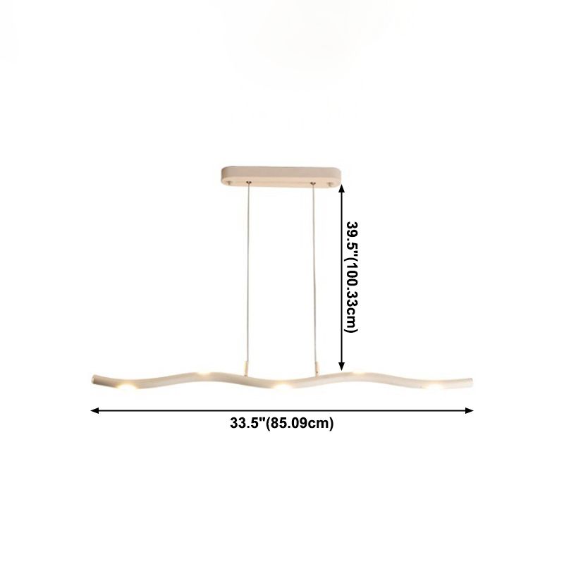 Illuminazione isola lineare moderna lampadario a pendente metallo 5 luci isola luminosa in bianco