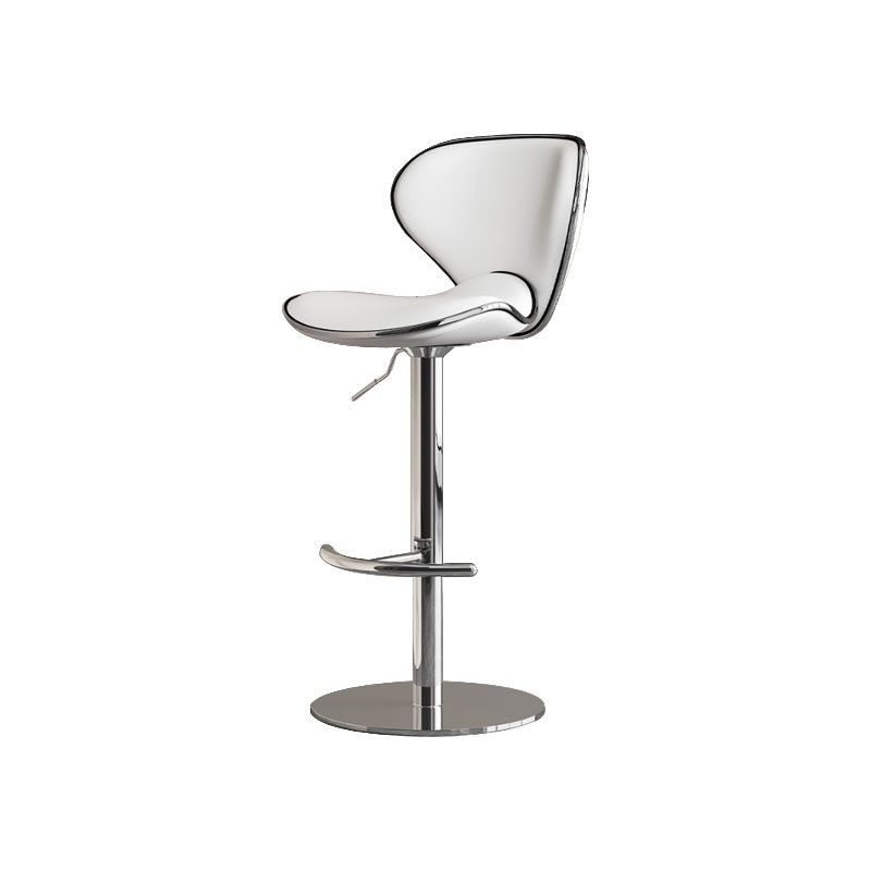 Glam Style Upholstered Bar Stools Swivel Adjustable Height Bar Stool with Chrome Base