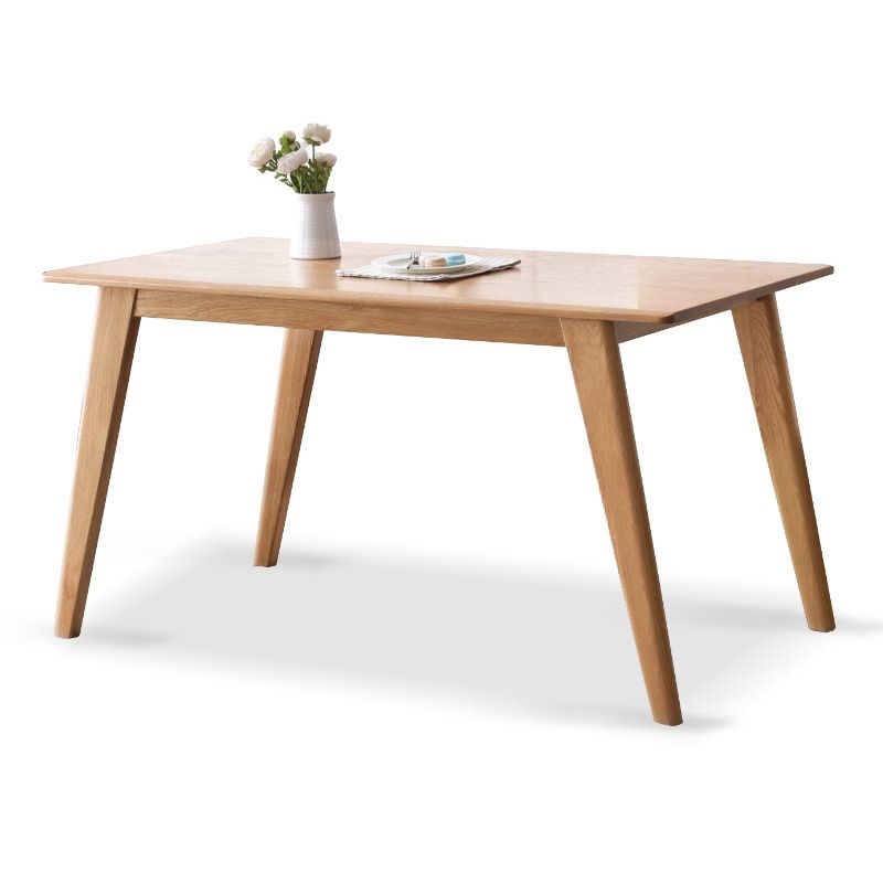 Natural Modern Rectangular Oak Tabletop Dining Table with 4 Legs