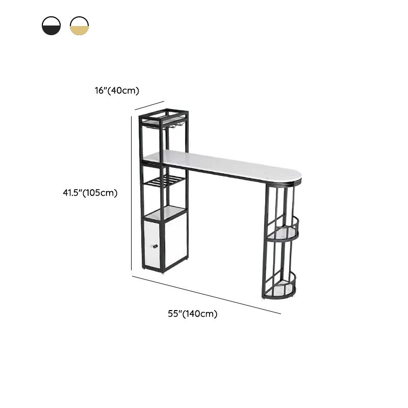 Faux Marble Top Bar Table Specialty Contemporary Style Pub Table for Breakroom