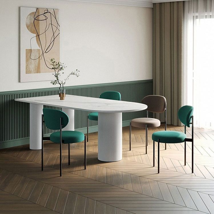Sintered Stone Top Modern White Table for Restaurant Irregular Dining Table with 3 Legs