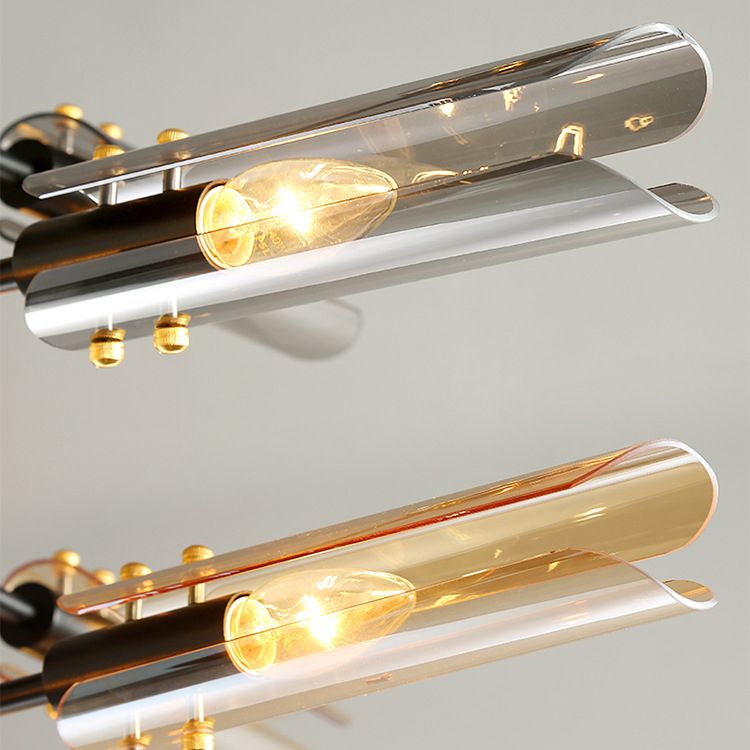 Accesorios de iluminación de lámpara posmoderna de vidrio lámpara de araña colgante negra y dorada